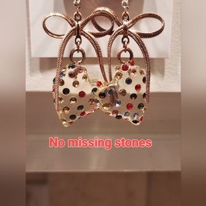 Betsey Johnson Multi Lucite Heart Drop Earrings